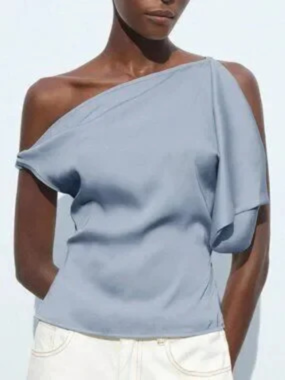 ZARA Blue Elegant Women's Asymmetric Top